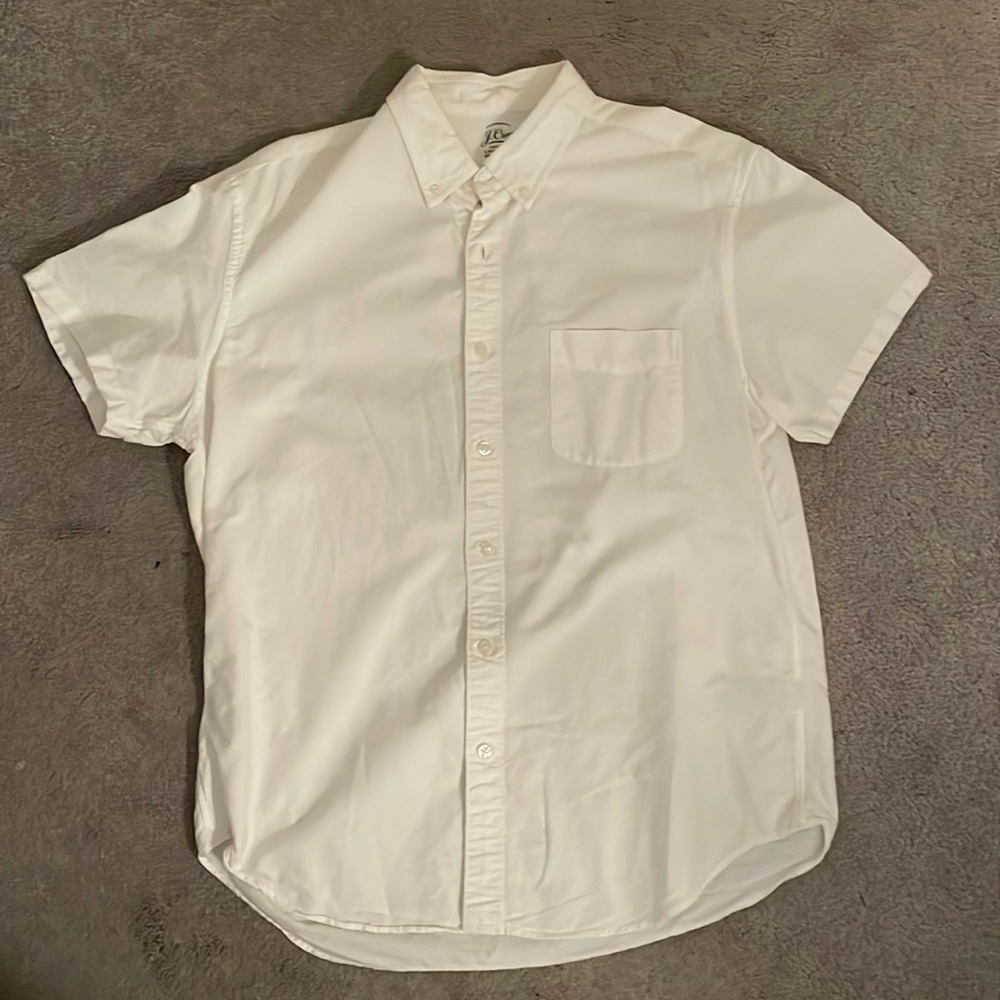 J. Crew White Shirt - Short Sleeves - Men - Large